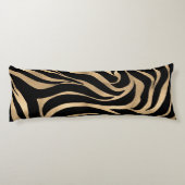 Elegant Metallic Gold Zebra Black Animal Print Lichaamskussen (Achterkant)