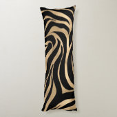 Elegant Metallic Gold Zebra Black Animal Print Lichaamskussen (Achterkant (Verticaal))