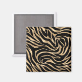 Elegant Metallic Gold Zebra Black Animal Print Magneet (Voorkant / Achterkant)