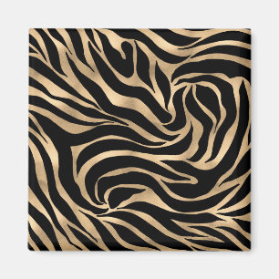 Elegant Metallic Gold Zebra Black Animal Print Magneet