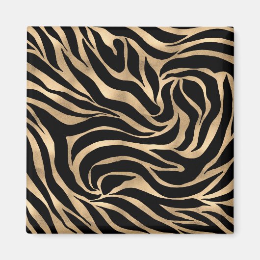 Elegant Metallic Gold Zebra Black Animal Print Magneet (Voorkant)