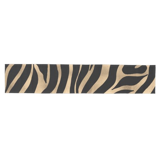 Elegant Metallic Gold Zebra Black Animal Print Medium Tafelloper (Horizontaal)