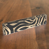 Elegant Metallic Gold Zebra Black Animal Print Naambordje (Zijkant)