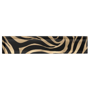 Elegant Metallic Gold Zebra Black Animal Print Naambordje