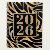Elegant Metallic Gold Zebra Black Animal Print Planner (Voorkant)