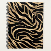 Elegant Metallic Gold Zebra Black Animal Print Planner (Voorkant)