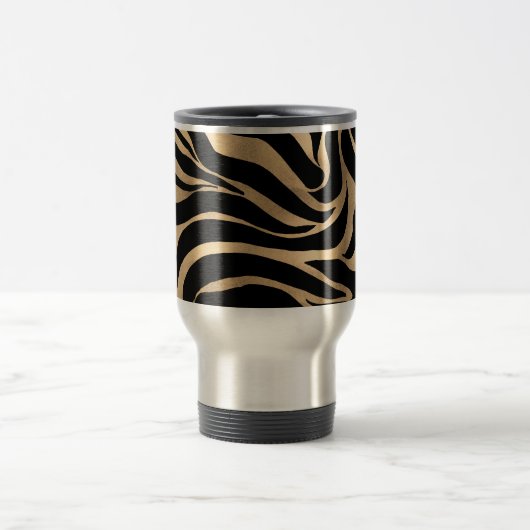 Elegant Metallic Gold Zebra Black Animal Print Reisbeker (Center)