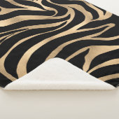 Elegant Metallic Gold Zebra Black Animal Print Sherpa Deken (3/4)