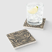 Elegant Metallic Gold Zebra Black Animal Print Stenen Onderzetter (Zijkant)