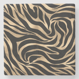 Elegant Metallic Gold Zebra Black Animal Print Stenen Onderzetter
