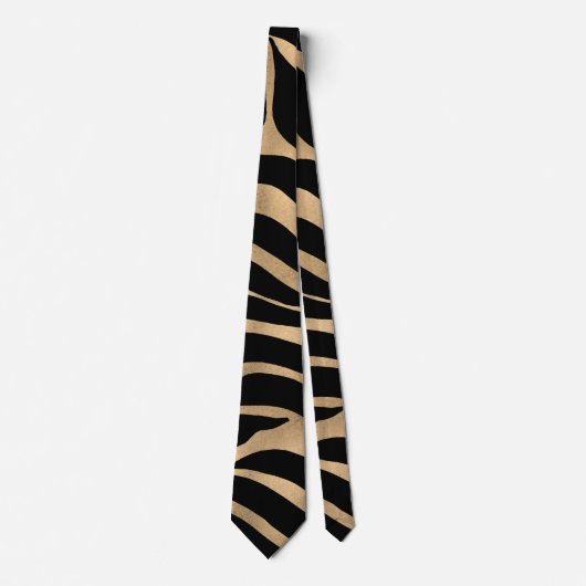 Elegant Metallic Gold Zebra Black Animal Print Stropdas (Voorkant)