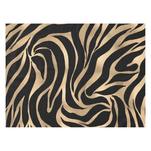 Elegant Metallic Gold Zebra Black Animal Print Tafelkleed (Voorkant (Horizontaal))
