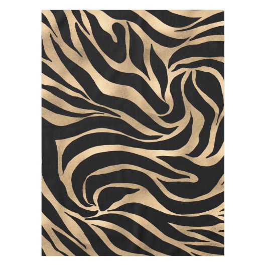 Elegant Metallic Gold Zebra Black Animal Print Tafelkleed (Voorkant)