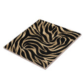 Elegant Metallic Gold Zebra Black Animal Print Tegeltje (Zijkant)