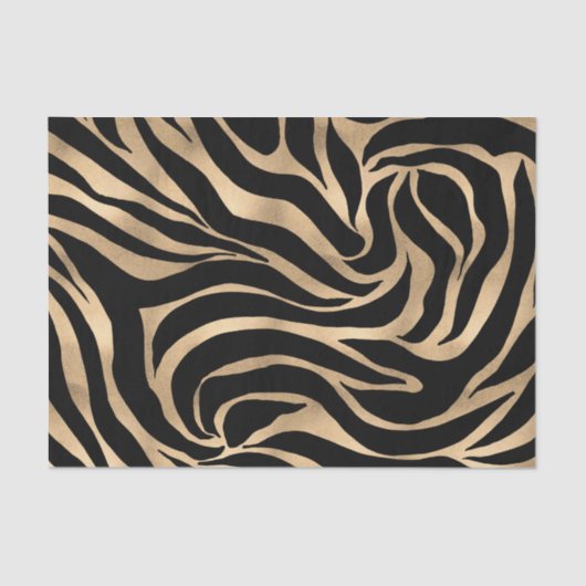 Elegant Metallic Gold Zebra Black Animal Print Tissuepapier (Voorkant)