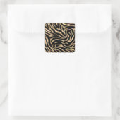 Elegant Metallic Gold Zebra Black Animal Print Vierkante Sticker (Tas)