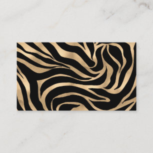 Elegant Metallic Gold Zebra Black Animal Print Visitekaartje