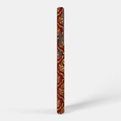 Elegant Metallic Goud Damasks Patroon op Donkerroo Samsung Galaxy Hoesje (Rechterkant)
