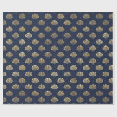 Elegant Metallic Goud en Blauw onder het Zee Shell Cadeaupapier (Vlak)