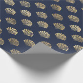 Elegant Metallic Goud en Blauw onder het Zee Shell Cadeaupapier (Hoek)