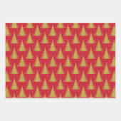 Elegant Metallic Goud Kerstbomen Patroon Inpakpapier Vel (Voorkant 2)