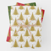 Elegant Metallic Goud Kerstbomen Patroon Inpakpapier Vel (In situ)
