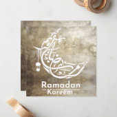 Elegant Metallic Goud Ramadan Kareem Decoratie Notitiekaartje (Voorkant / Achterkant in situ)
