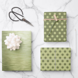 Elegant Metallic Green Folie Polka Dots Kerstmis Inpakpapier Vel