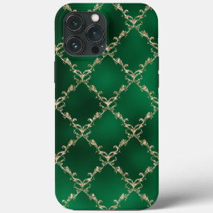 Elegant Metallic Green Gold Damask Case-Mate iPhone Case