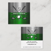 Elegant metallic groen en zilver golf monogram vierkante visitekaartje (Voorkant / Achterkant)