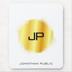 Elegant Metallic look Faux Gold Modern Monogram Muismat