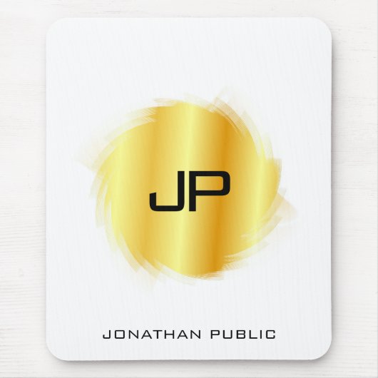 Elegant Metallic look Faux Gold Modern Monogram Muismat (Voorkant)