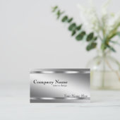 Elegant Metallic look Shaded Silver op Zilver Visitekaartje (Staand voorkant)
