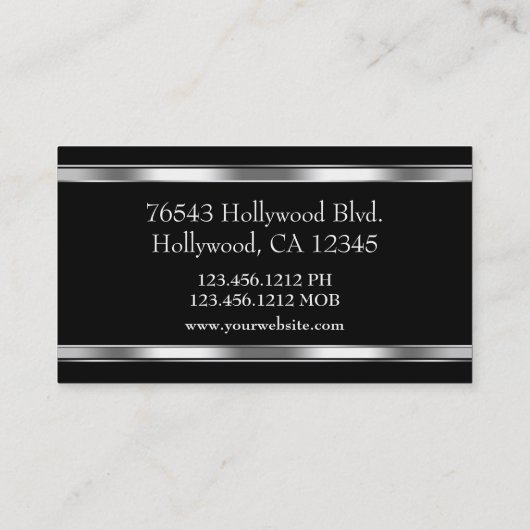 Elegant Metallic look Shaded Silver op Zilver Visitekaartje (Achterkant)