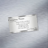 Elegant Metallic look Silver op Silver Magnet Visitekaartje Magneet (Voorbeeld)