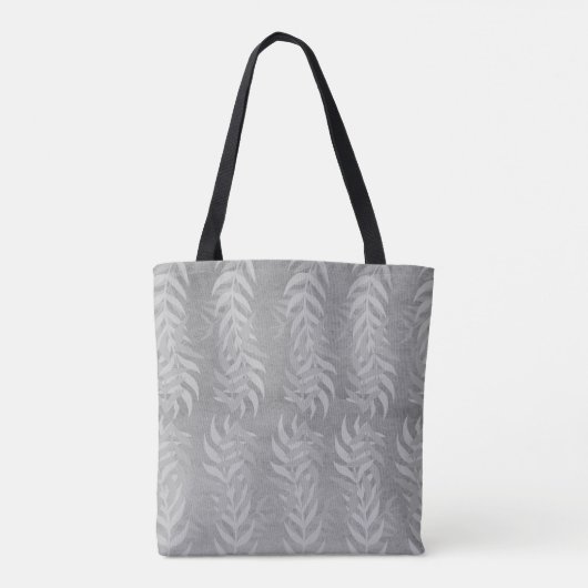 Elegant Metallic Muted Grey Leaf Pattern – Nature Tote Bag (Achterkant)