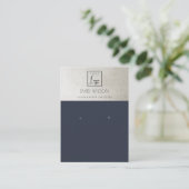 ELEGANT METALLIC NAVY SILVER LOGO EARRING DISPLAY VISITEKAARTJE (Staand voorkant)