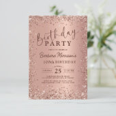 Elegant Metallic Roos Gouden Glitter 100e Verjaard Kaart (Staand voorkant)