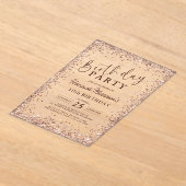 Elegant Metallic Roos Gouden Glitter 10e Verjaarda Acryl Uitnodigingen (Laagn)