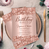 Elegant Metallic Roos Gouden Glitter 30e Verjaarda Kaart