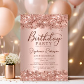 Elegant Metallic Roos Gouden Glitter 30e Verjaarda Kaart