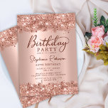 Elegant Metallic Roos Gouden Glitter 30e Verjaarda Kaart<br><div class="desc">Moderne elegante roos gouden metallic en glitter 30e verjaardagsuitnodigingen. Dit volwassen meisjesachtige Vrouwelijke kaartontwerp heeft een stijlvolle handgeschreven kalligrafie script,  blush roze of roos gouden faux geborstelde metallic achtergrond met glam glitter lijst. Eenvoudig te personaliseren,  perfect voor elke leeftijd.</div>