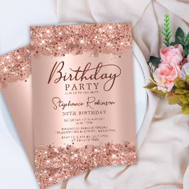 Elegant Metallic Roos Gouden Glitter 30e Verjaarda Kaart