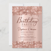 Elegant Metallic Roos Gouden Glitter 50e Verjaarda Kaart (Voorkant)