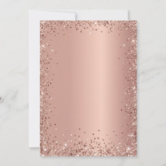 Elegant Metallic Roos Gouden Glitter 70e Verjaarda Kaart (Achterkant)