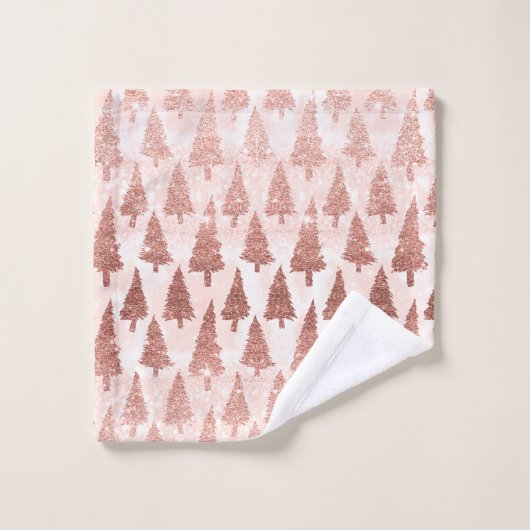 Elegant Metallic Roos Gouden Glitter Roze Kerst Bad Handdoek (Wasdoekje)
