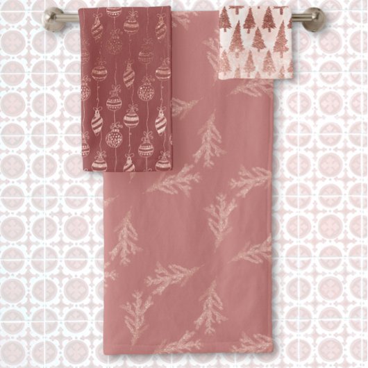 Elegant Metallic Roos Gouden Glitter Roze Kerst Bad Handdoek