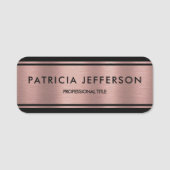 Elegant Metallic Roze en Zwart: Classic Glamorous Naamplaatje (Voorkant)