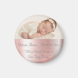 Elegant Metallic Roze Naam Baby Girl  Magneet