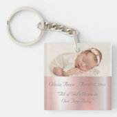 Elegant Metallic Roze Naam Baby Girl  Sleutelhanger (voorkant)